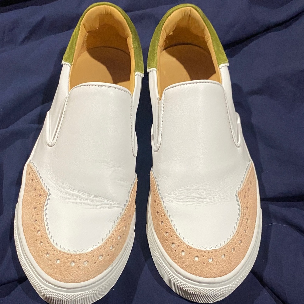 Stylish White and Tan women’s Slip-On Shoes